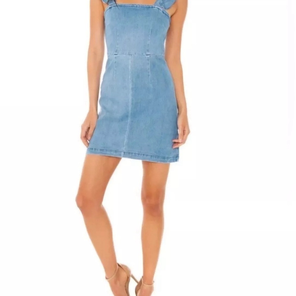 Show me your Mumu Ruthie Ruffle Dress- Size L- Amalfi blue denim
